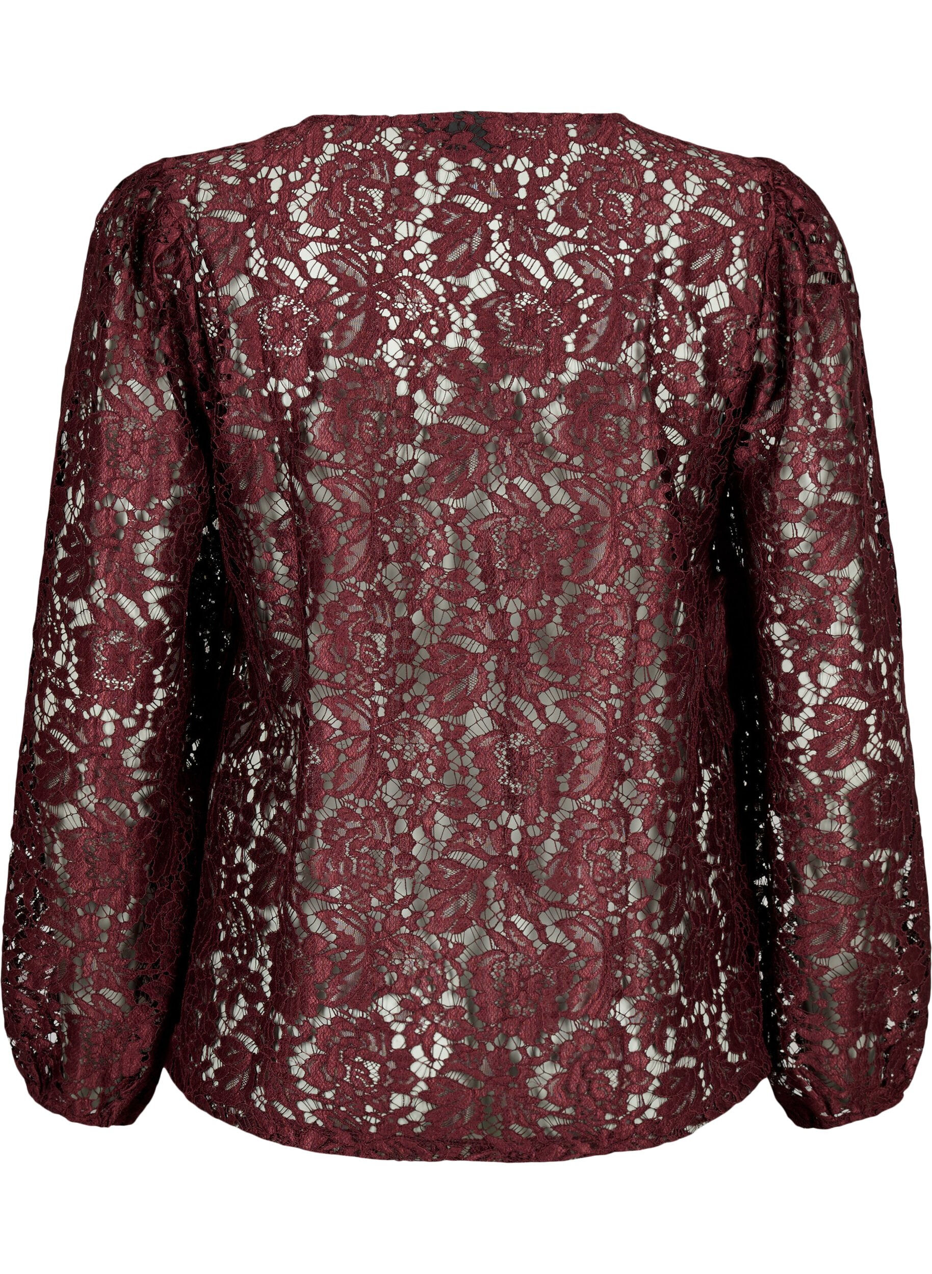 Zizzifashion FLASH - Long sleeve lace blouse, Port Royal, Packshot image number 1