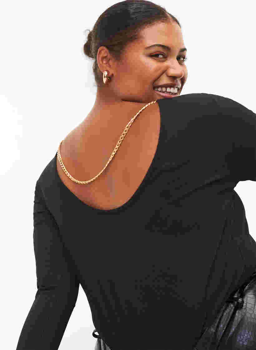 Blouse with chain, Black, Model image number 1