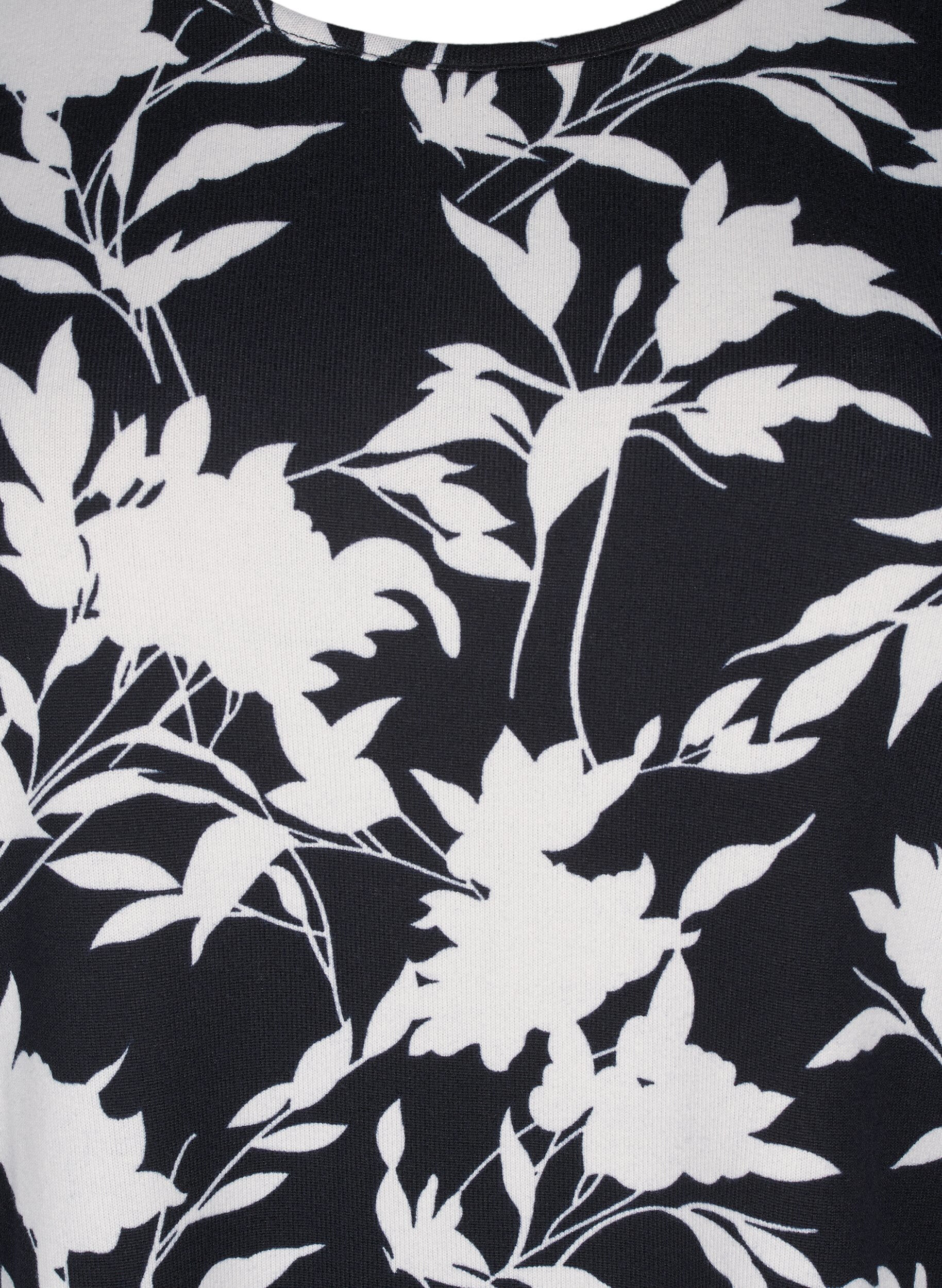 Zizzifashion Floral blouse with long sleeves, Blue, Packshot image number 2