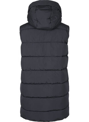 Long vest with hood and pockets, Black, Packshot image number 1