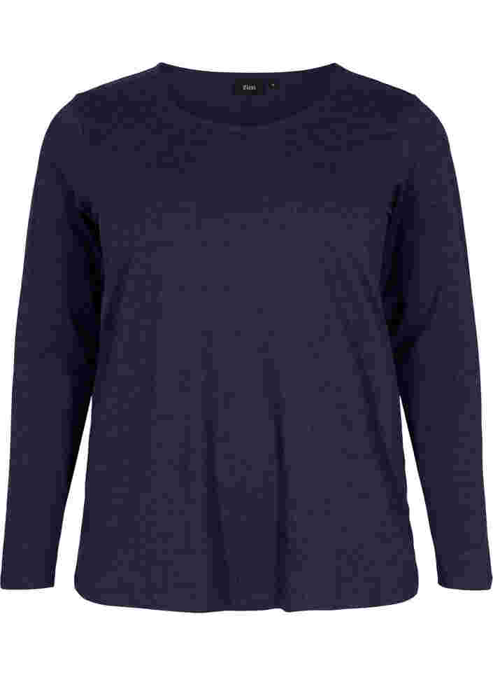 Basic blouse with long sleeves, Night Sky Melange, Packshot image number 0