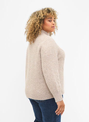 Patterned knit sweater with turtleneck, Simply Taupe Mel., Model image number 1