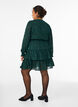 Short dress with ruffles and a textured pattern, Green, Model image number 2
