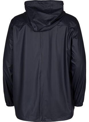 Short rain jacket with hood and button fastening, Night Sky, Packshot image number 1