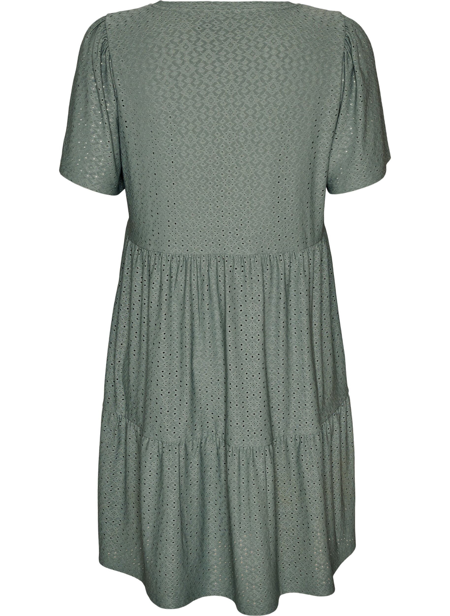 ZizzifashionShort dress with lace pattern and layered skirt, Green, Packshot image number 1