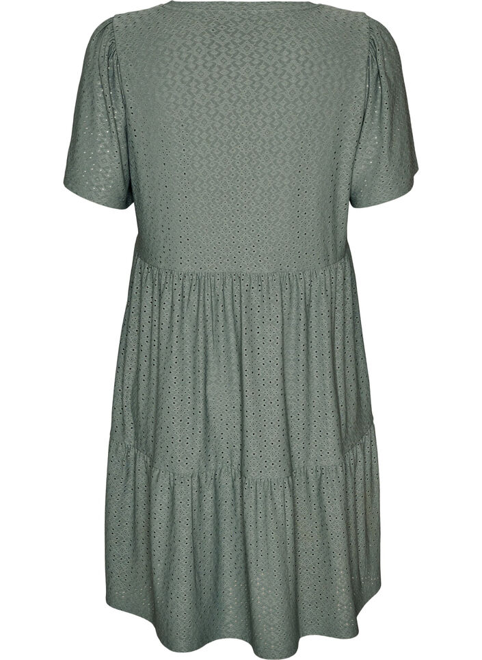 Short dress with lace pattern and layered skirt, Green, Packshot image number 1