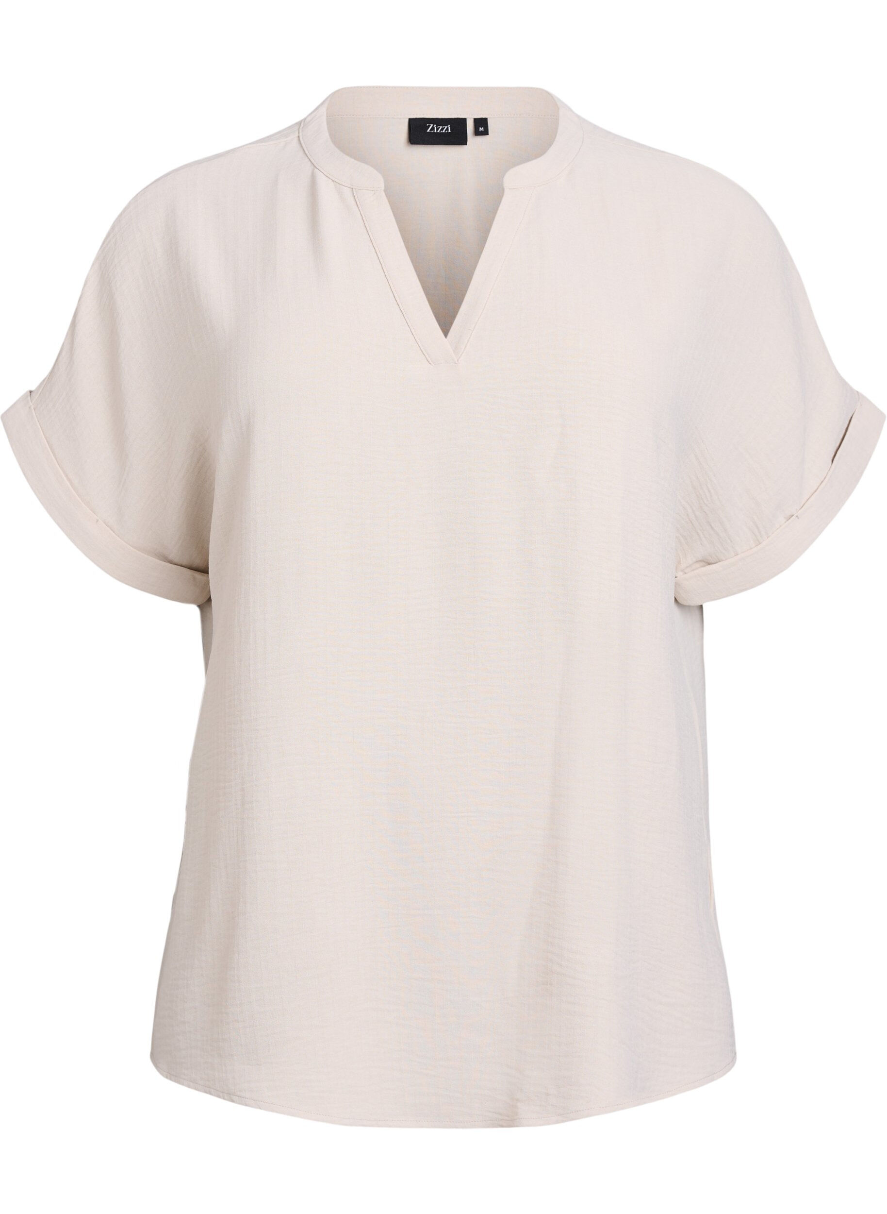 ZizzifashionLoose blouse with short sleeves, Beige, Packshot image number 0