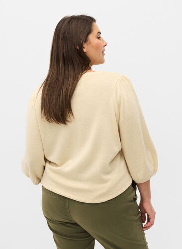 Knit blouse with 3/4-sleeves, Birch, Model image number 1