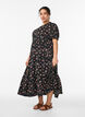 Ankle-length dress with short sleeves and tiered ruffles, Black, Model image number 0