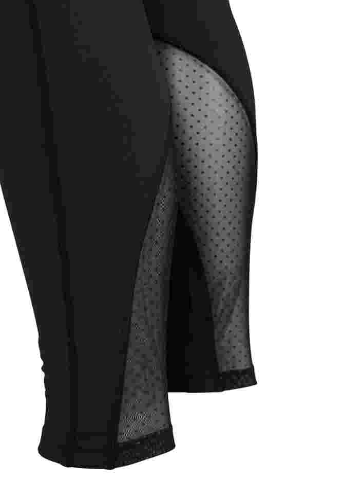 Sports tights with dotted mesh detail, Black w. Mesh Dots, Packshot image number 3
