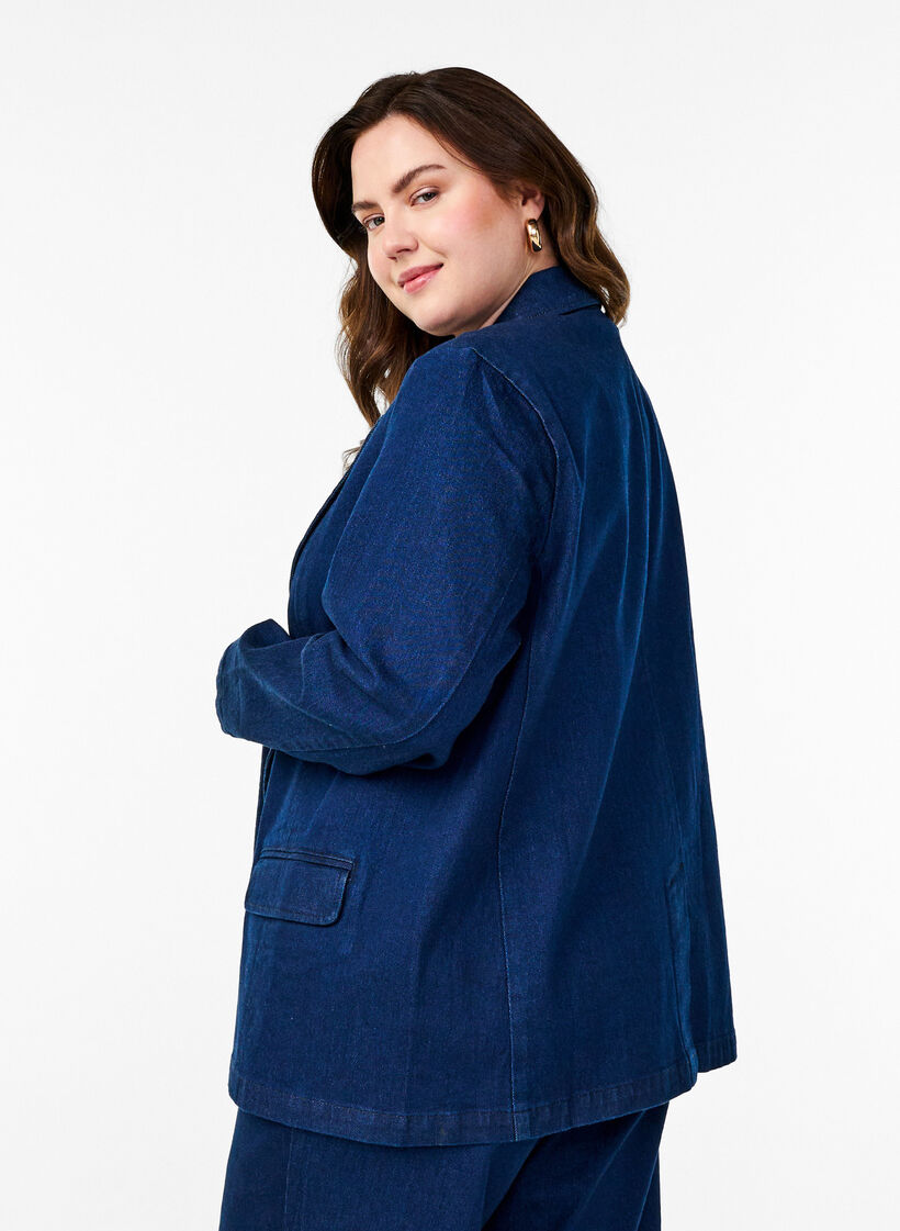 Denim blazer with pockets, Blue, Model image number 2