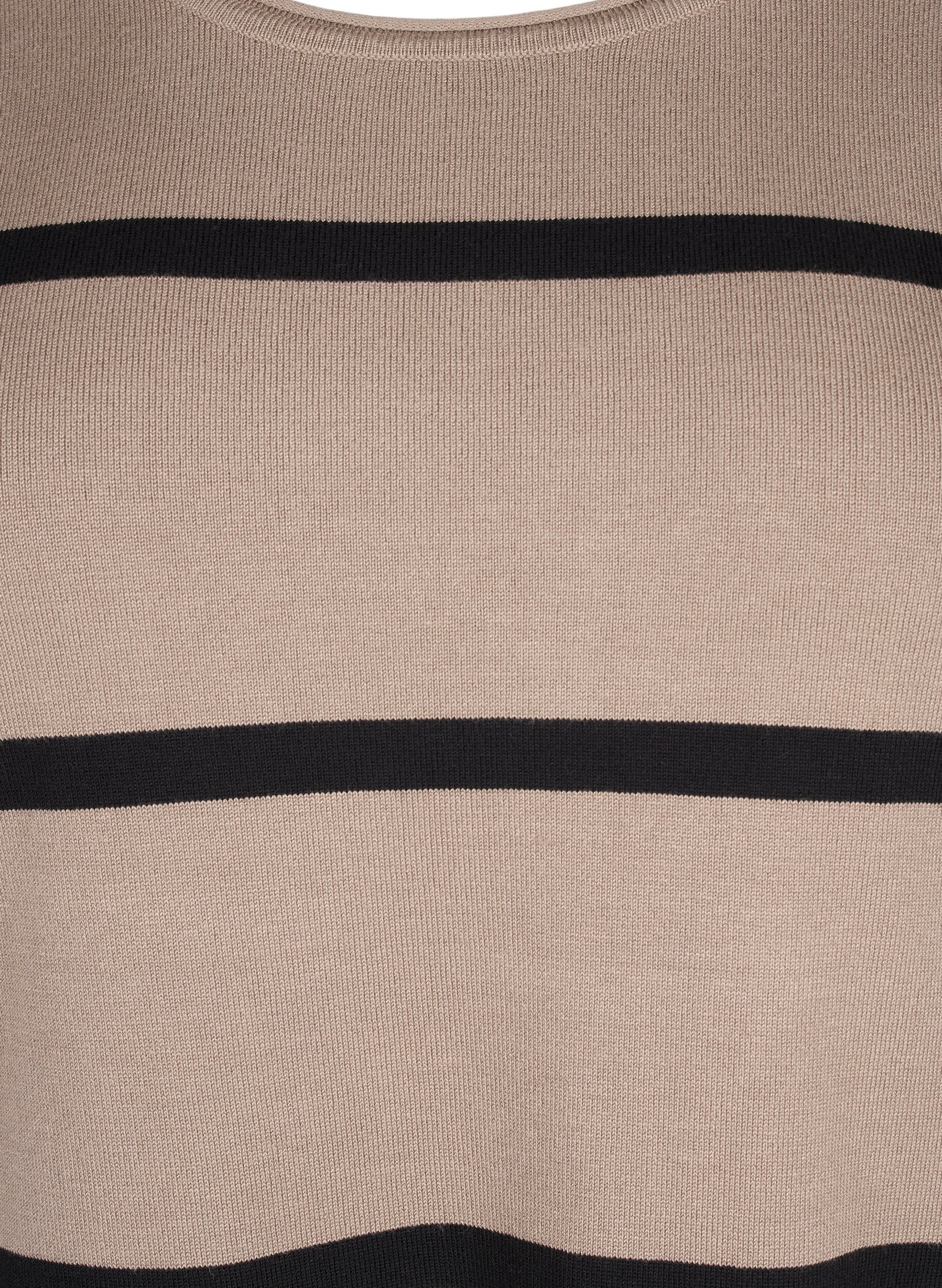 Zizzifashion Knitted viscose blouse with stripes, Grey, Packshot image number 2