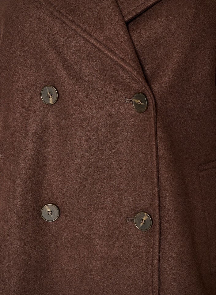 Short coat with double-breasted button closure, Brown, Packshot