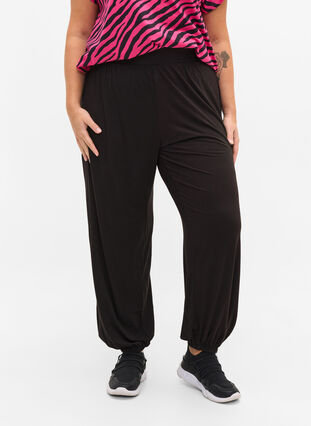 Loose-fitting trousers in viscose, Black, Model image number 2