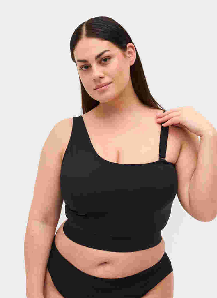 One shoulder bikini top, Black, Model