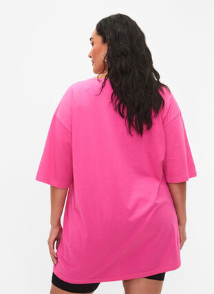 Oversize cotton t-shirt with print, Shocking Pink ÉTOILÉ, Model image number 1