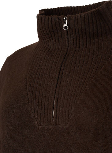 Knitted sweater with zipper, Demitasse/Black Mel., Packshot image number 2