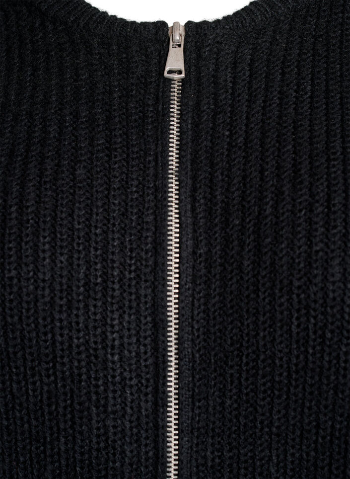 Knit cardigan with zip, Black, Packshot image number 2