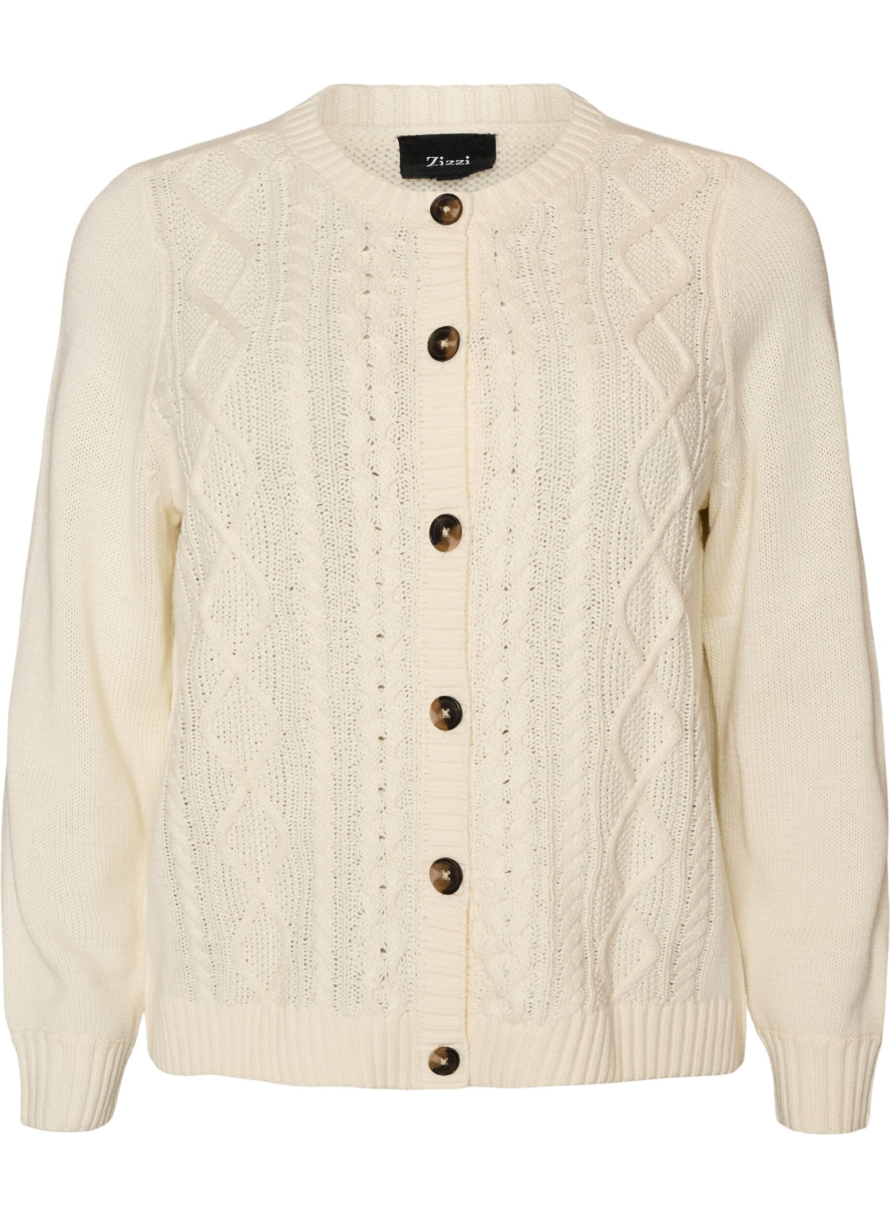 Cardigan with cable-knit pattern