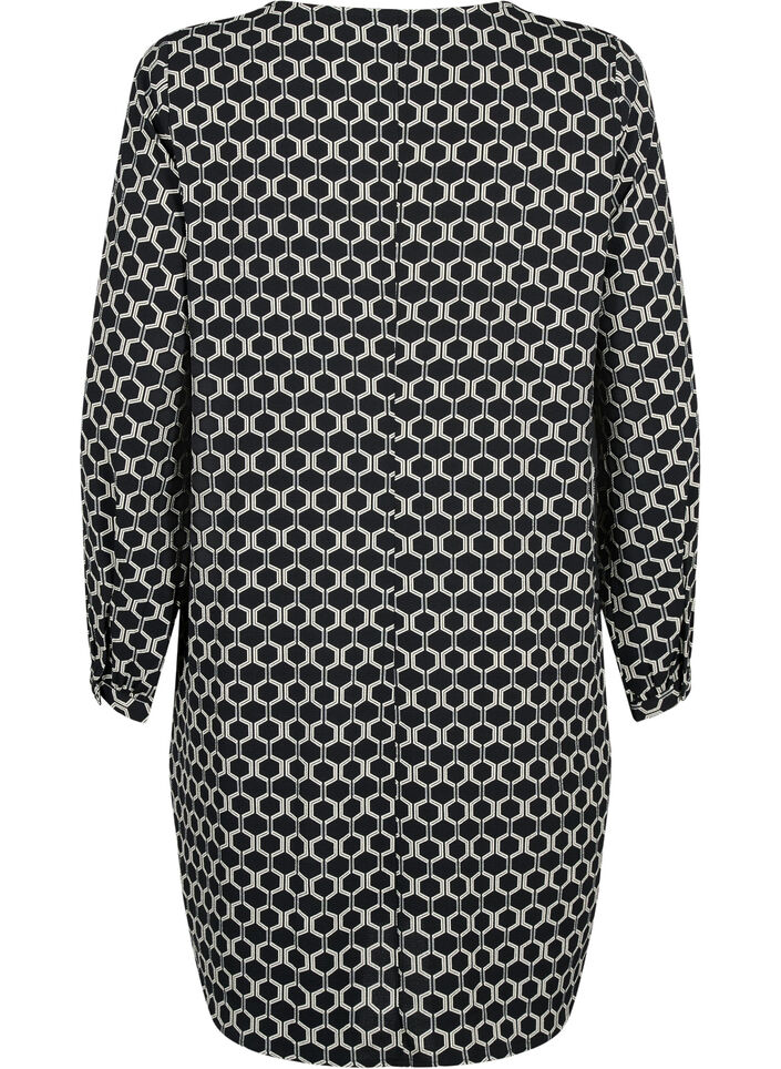 V-neck dress with print, Black Graphic AOP, Packshot image number 1