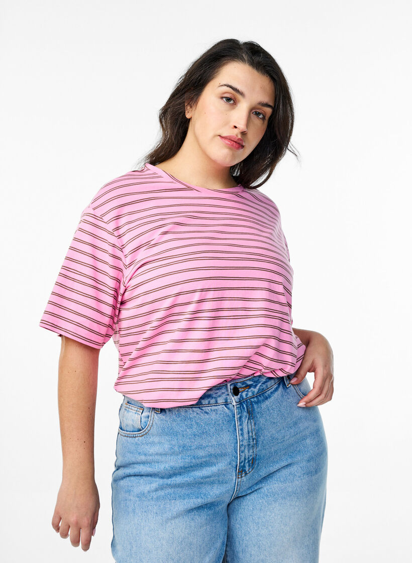 Striped T-shirt, Pink, Model image number 0