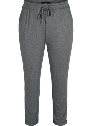 Marled trousers with drawstring and pockets, Black Melange, Packshot image number 0