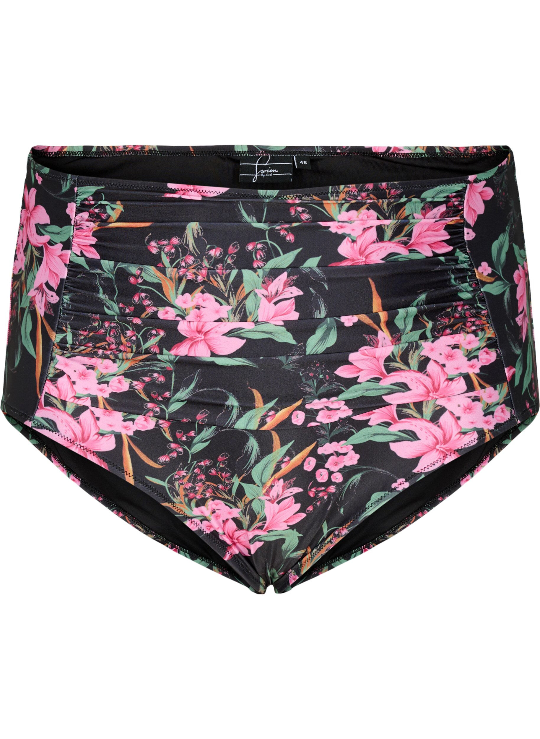 Zizzifashion Extra high-waisted bikini bottom with print, Pink, Packshot image number 0