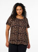Short sleeve viscose blouse with print, Brown, Model image number 0