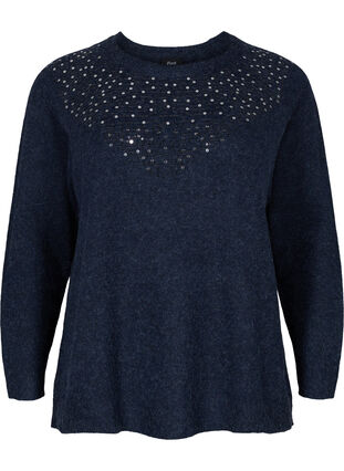 Melange knitted top with sequins, Night Sky Mel., Packshot image number 0
