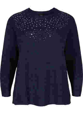 Melange knitted top with sequins