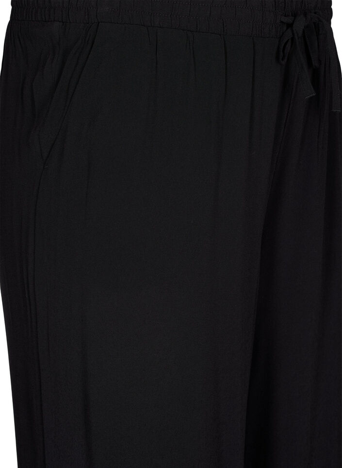 Loose viscose trousers with print, Black, Packshot image number 2