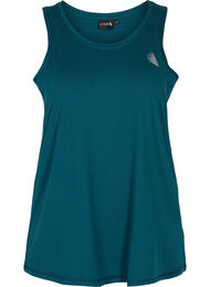 Plain-coloured sports top with round neck, Deep Teal, Packshot
