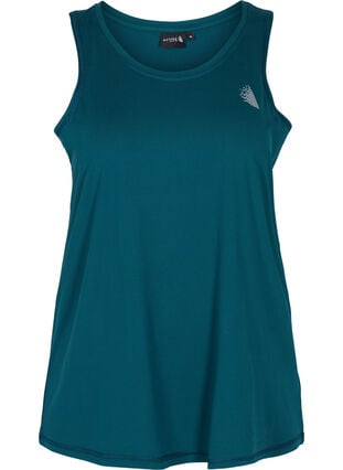 Plain-coloured sports top with round neck, Deep Teal, Packshot image number 0