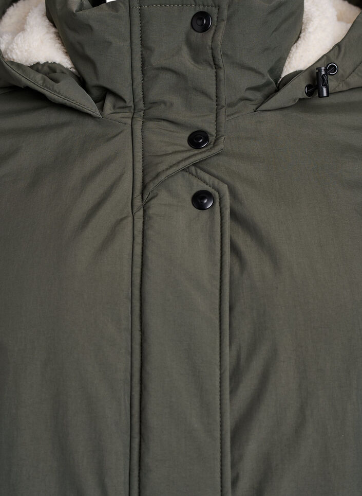 Lightweight padded parka with a teddy-lined hood, Green, Packshot image number 2