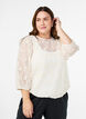 Lace blouse with 3/4 sleeves, Vanilla, Model image number 0