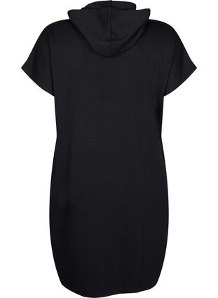 Short sleeve sweat dress in modal mix, Black, Packshot image number 1