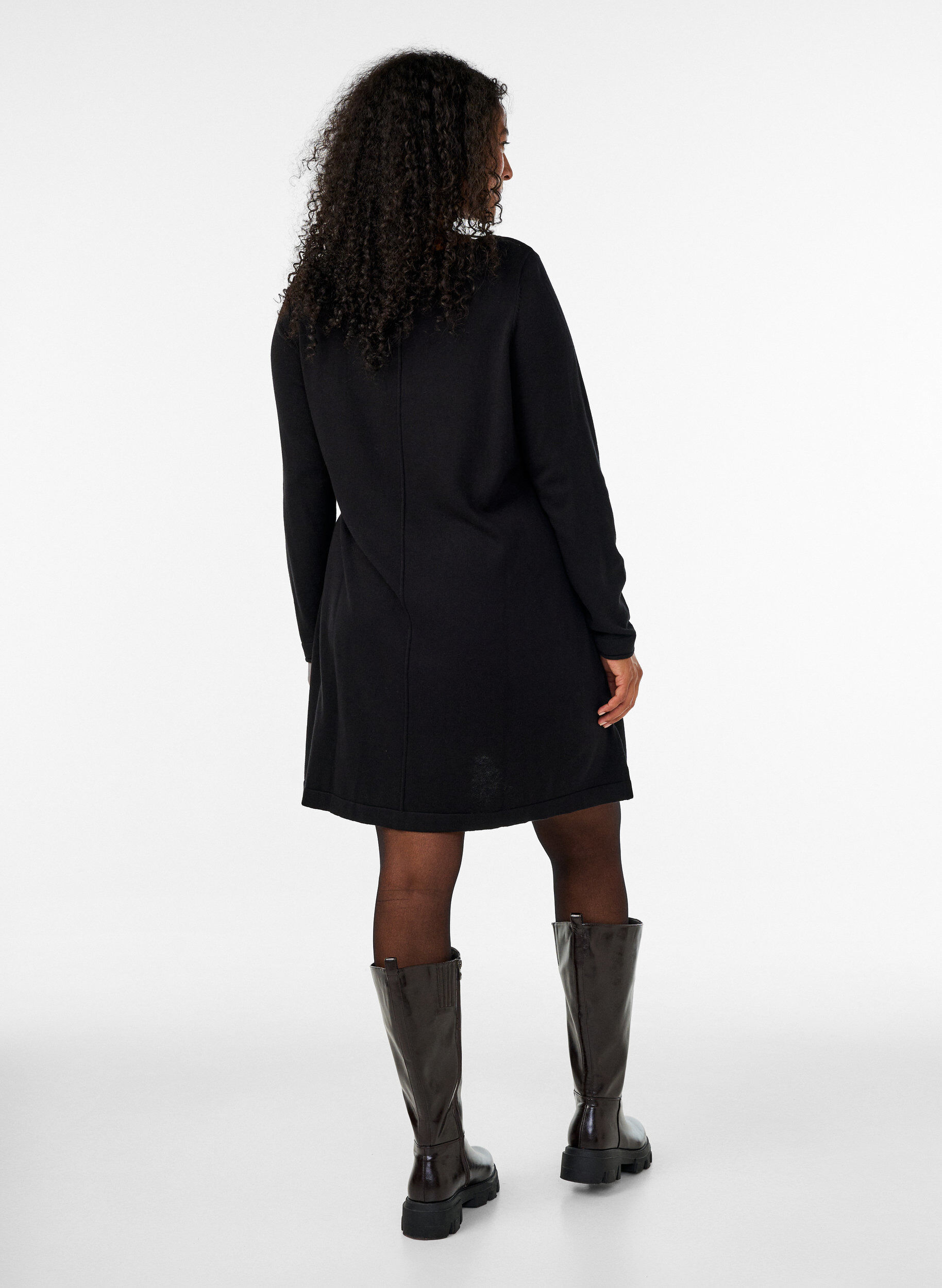 ZizzifashionKnitted dress in cotton-viscose blend, Black, Model image number 2