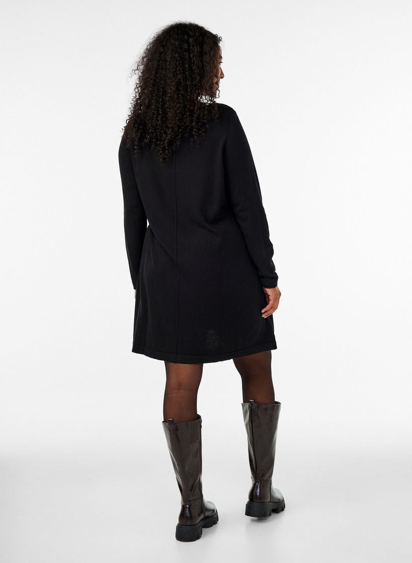 Knitted dress in cotton-viscose blend, Black, Model image number 2