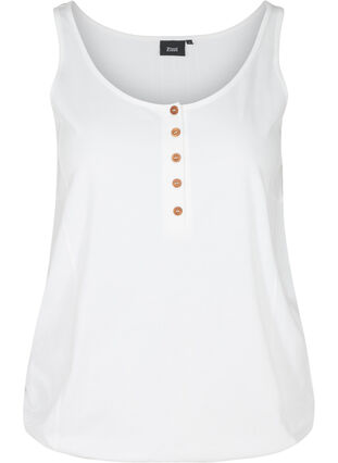 Top with a round neckline and buttons, Bright White, Packshot image number 0
