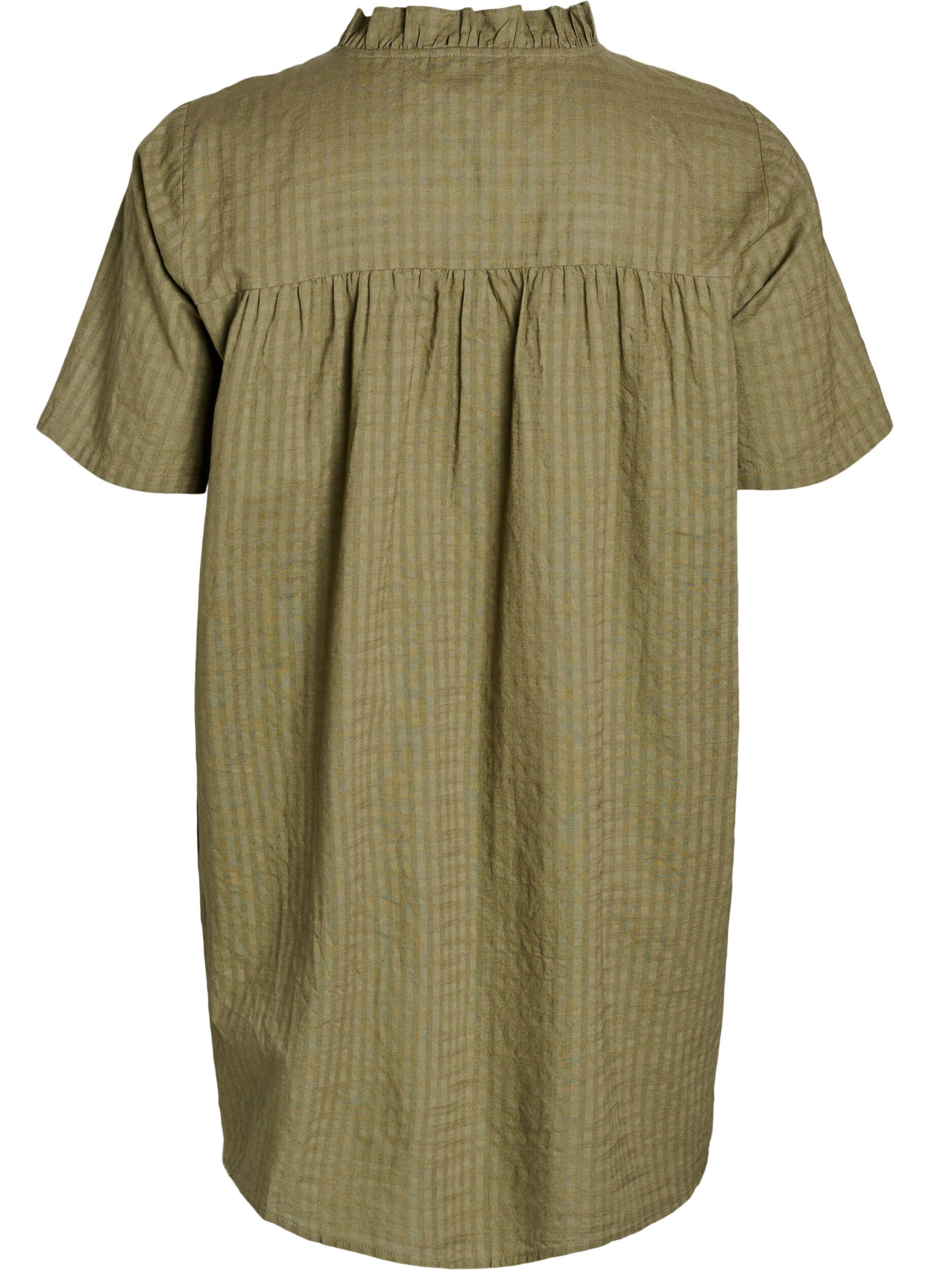 Zizzifashion A-shaped tunic with short sleeves and buttons, Green, Packshot image number 1