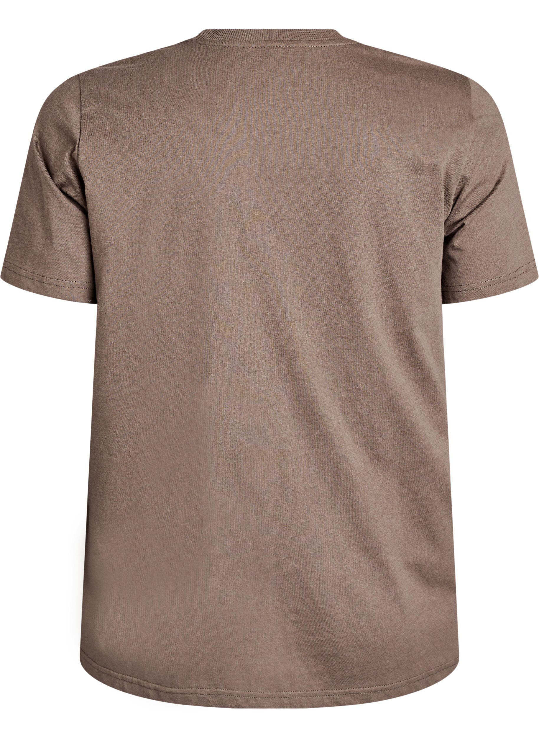 ZizzifashionBasic cotton T-shirt with round neck, Brown, Packshot image number 1