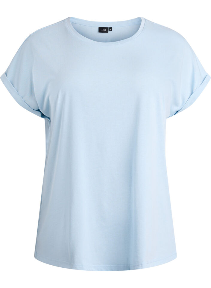 Short-sleeved t-shirt in a cotton blend, Light Blue, Packshot image number 0