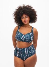 Extra high-waisted bikini bottom with print, Tie Dye AOP, Model