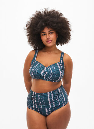 Extra high-waisted bikini bottom with print, Tie Dye AOP, Model image number 0