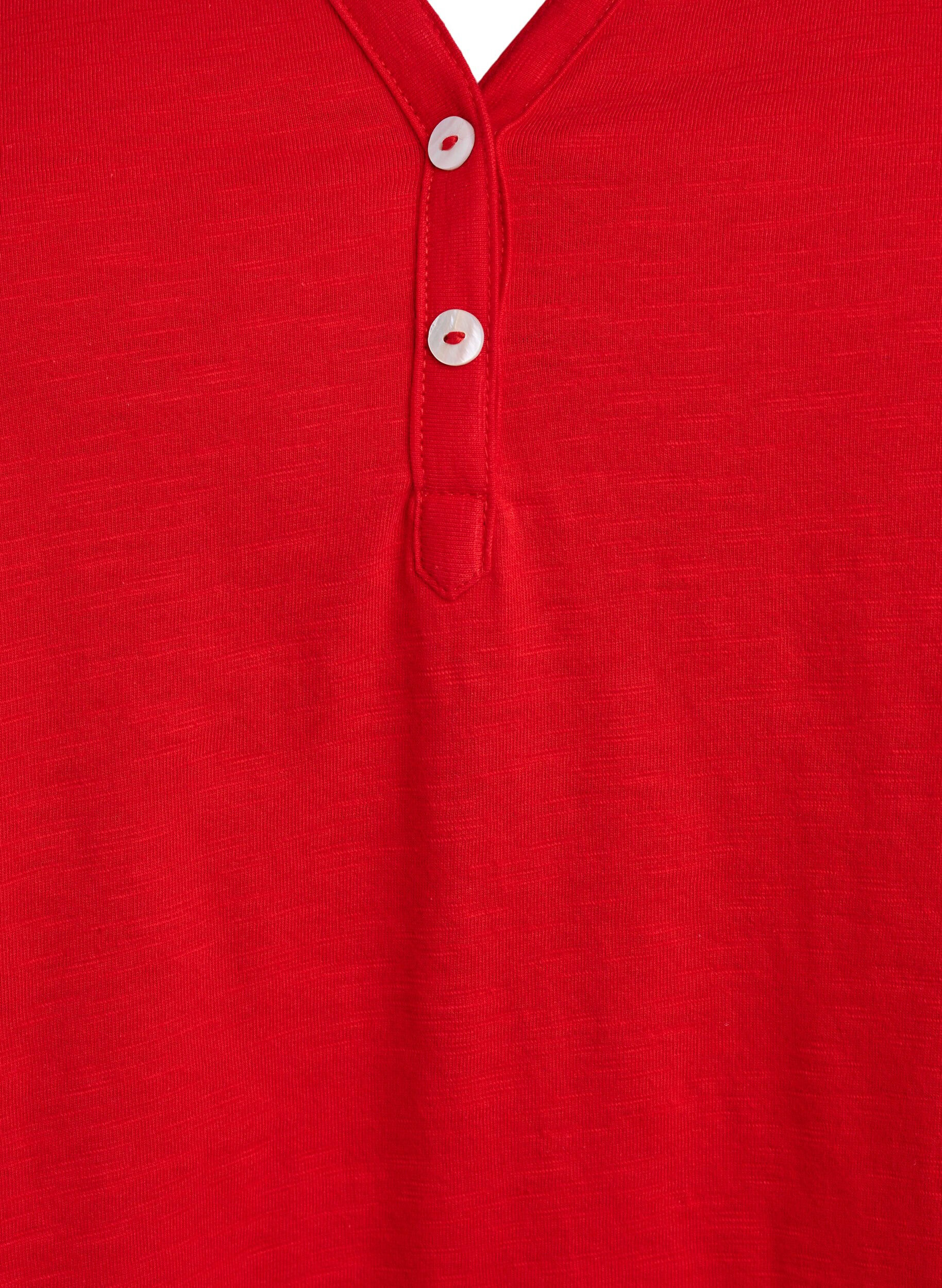 Zizzifashion T-shirt with button detail, Red, Packshot image number 2