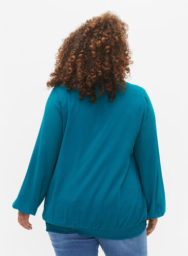Long sleeve blouse with smock, Deep Lake, Model image number 1