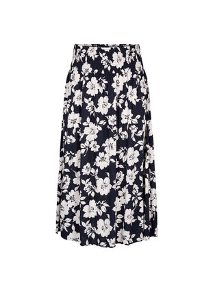 FLASH - Viscose maxi skirt with smocking, N. Sky White Flower, Packshot image number 0