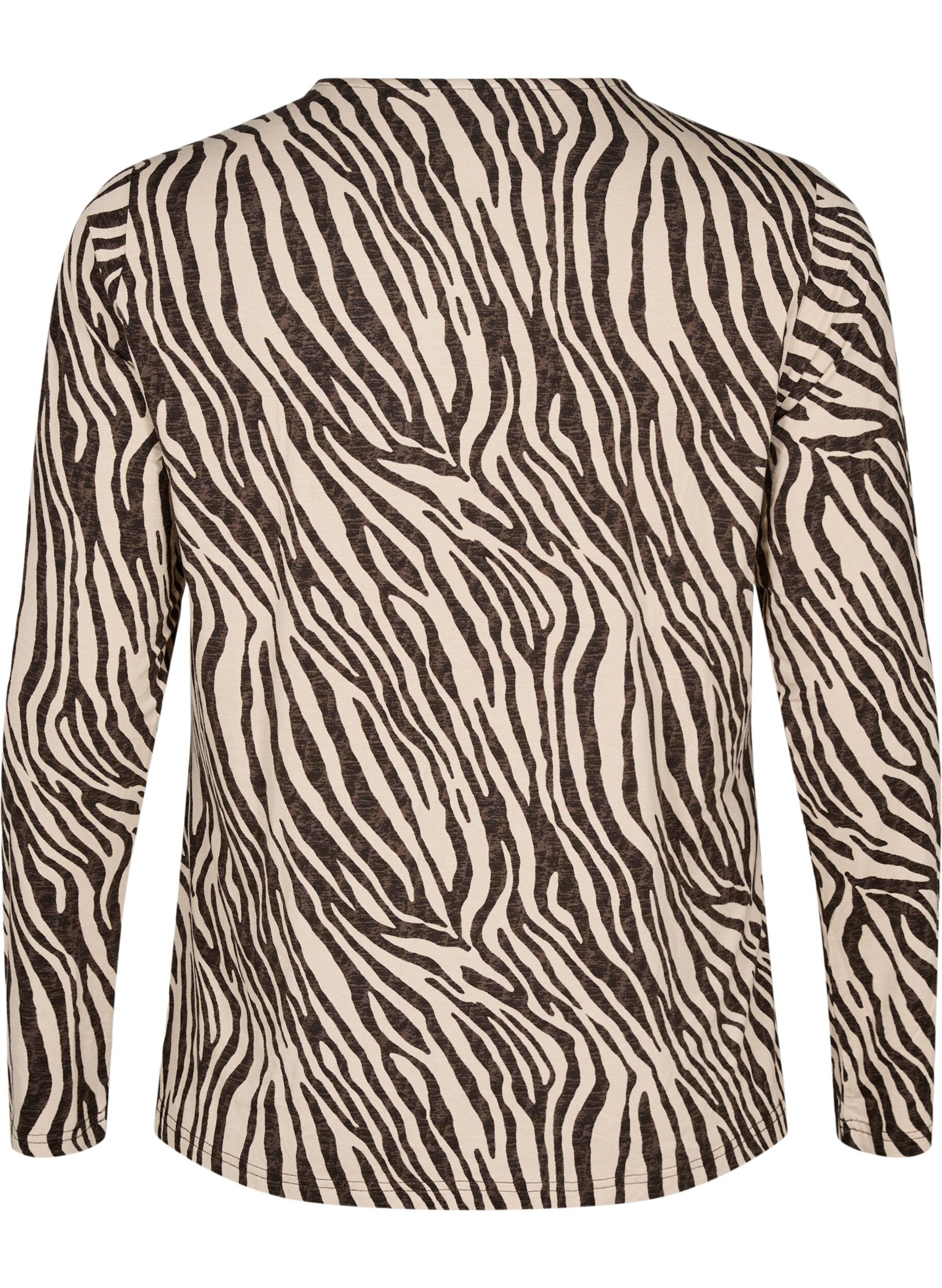 Zizzifashion Long-sleeved blouse with zebra print, Brown, Packshot image number 1