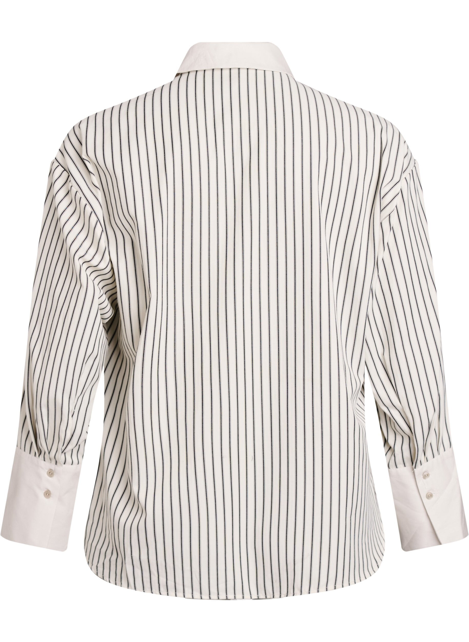 Zizzifashion Loose striped shirt with wide cuffs, White, Packshot image number 1