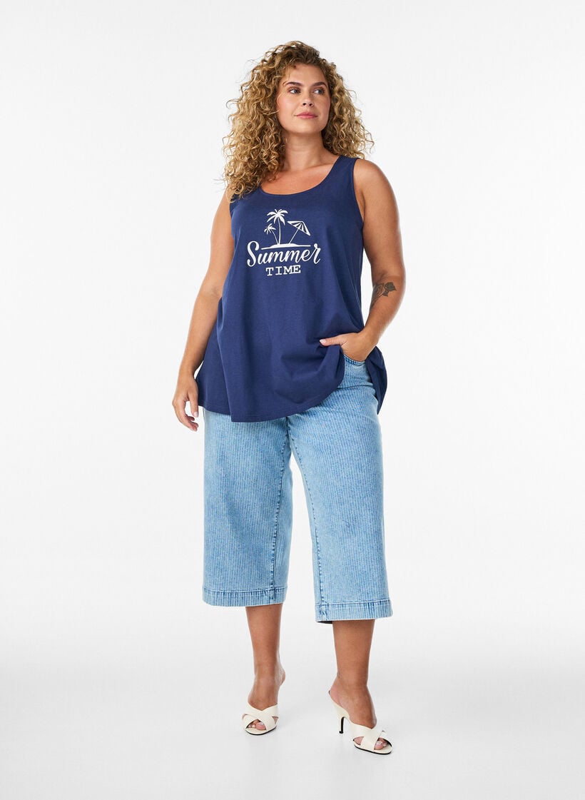 Cotton top with a-shape, Blue, Model image number 1